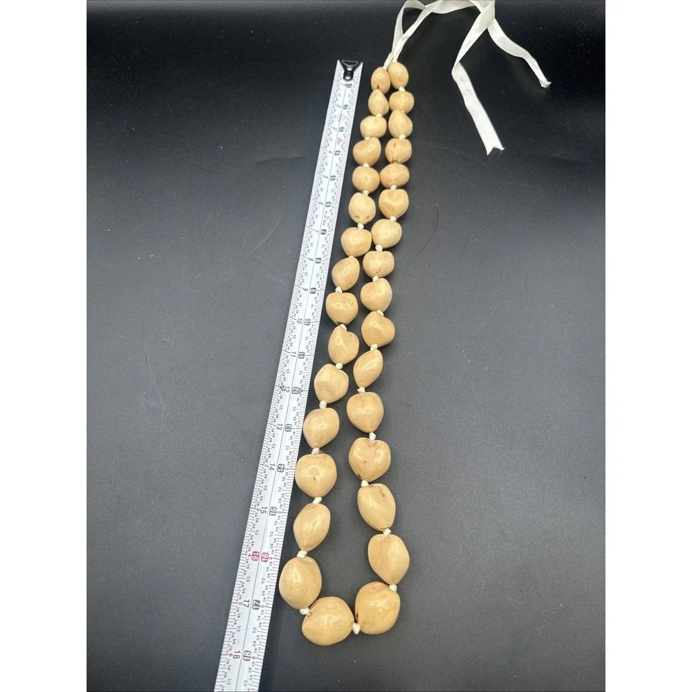 Hawaiian Kukui Nut Cream Lei for Wedding graduation Luau Hula Party Lei Necklace